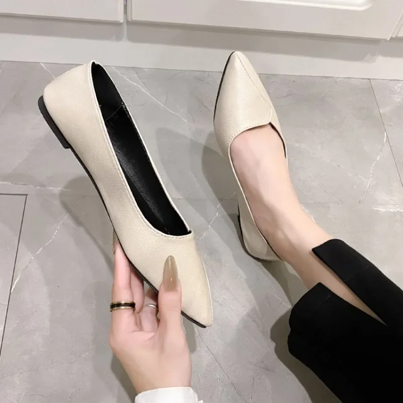 Балетки женские с квадратным носком лоферы без застежки повседневная обувь на