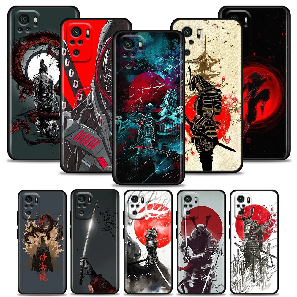 

Phone Case for Redmi 10 9 9A 9C 9i Case K20 K30 K40 Plus Note 10 11 Pro Soft Silicone Cover Samurai Japan Art Sac