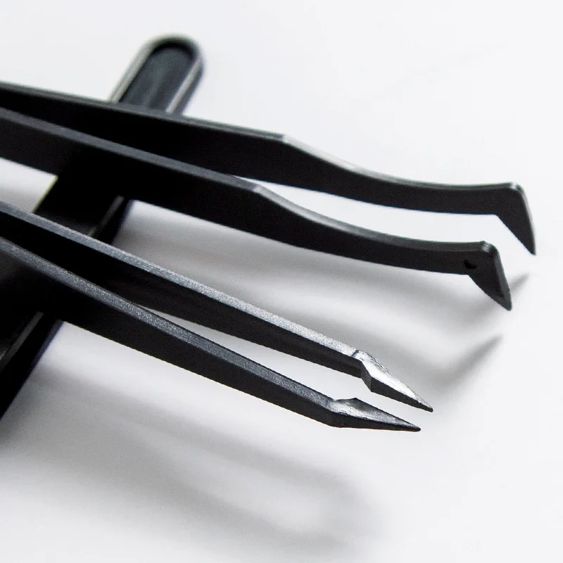 

Black Disposable Anti-Static Tweezers Straight Head Elbow Household Makeup Eyelash Clips Industrial Maintenance Hand Tools