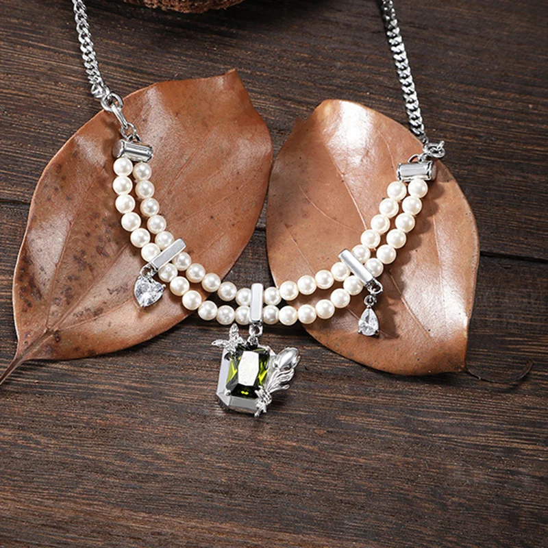 Элегантное искусственное ожерелье Eetit с квадратным Цирконом серого цвета