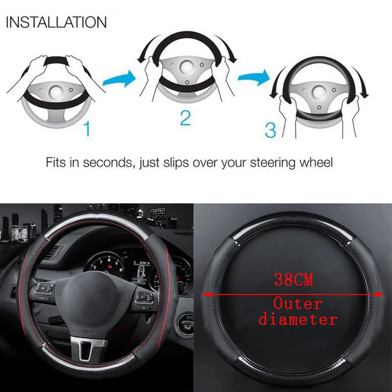 Steering Wheel Cover For BMW M E90 E91 E92 E93 M3 E60 E61 F10 F07 M5 M6 Car Accessories Carbon Fiber Leather |