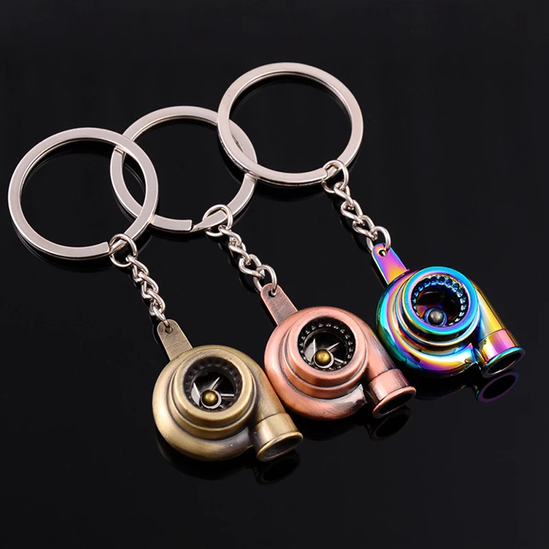 

Mini Turbo Turbocharger Keychain Spinning Turbine Key Chain Ring Keyring