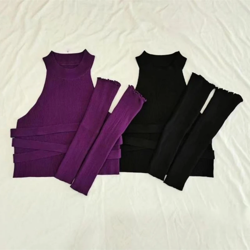 

Кроп-Топ женский в рубчик, вязаный жилет с лямкой через шею, без рукавов, с перекрестными лямками, в стиле Харадзюку