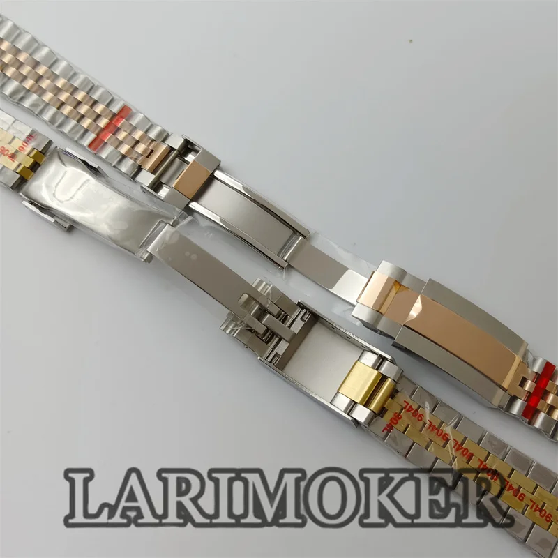 MOKER 904L Jubilee Middle Gold Two Tone Wrist Watch Strap Bracelet Solid Screw Links Curved End 20mm Band Accessory