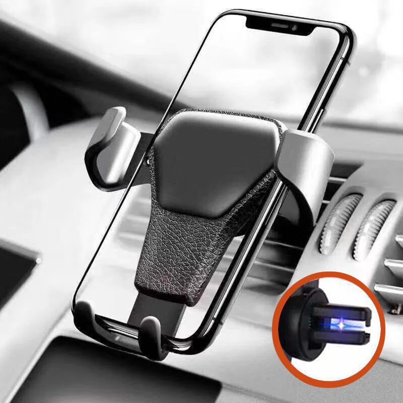

Leather Car Phone Holder Mobile Phone Gravity Car Holder Auto Air Vent Clip Mount Stand Support Auto Accessories Products