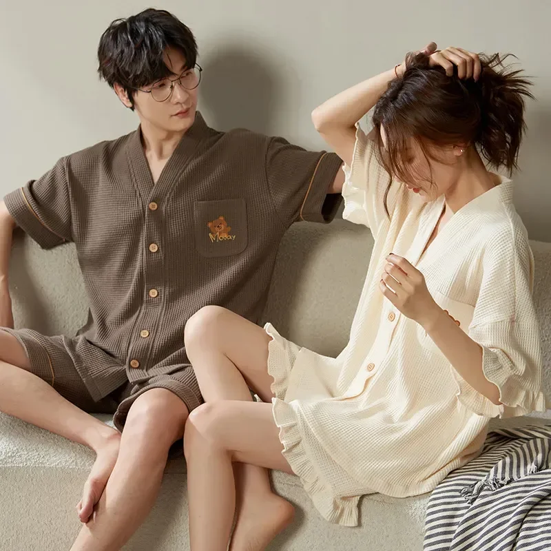 

Пижама Новинка для отдыха летняя Модная стильная мужская одежда для сна для пары и хлопка мягкая 3XL для отдыха Пижама