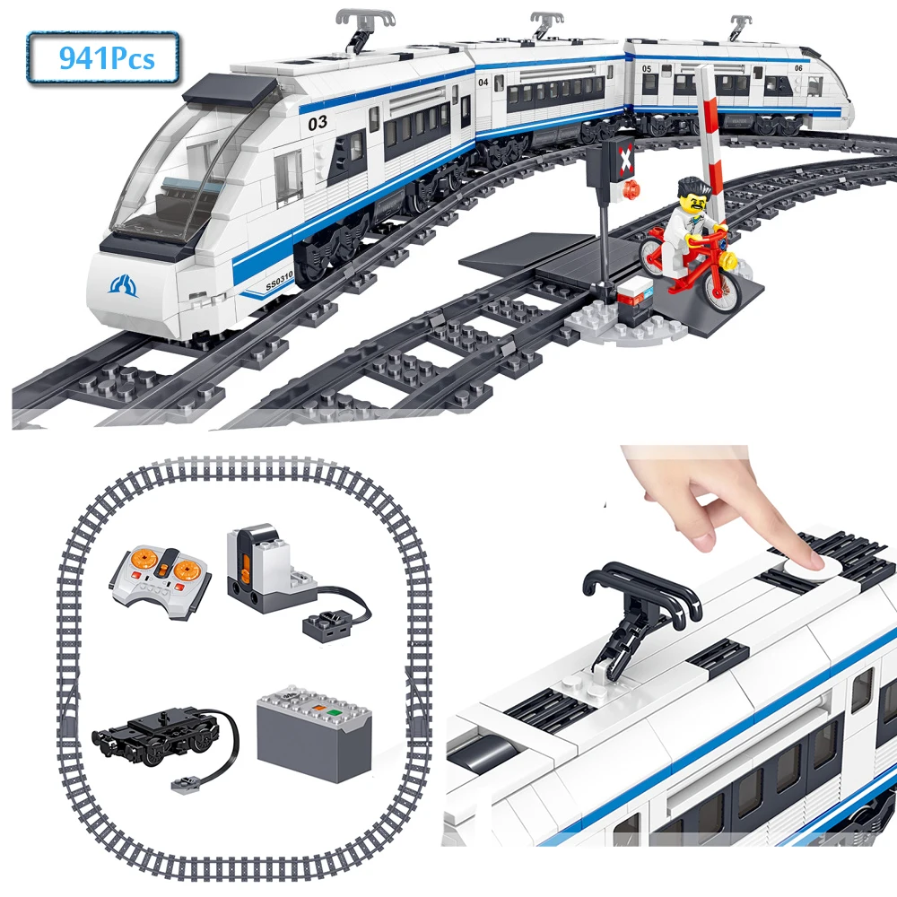 

941pcs City Electric Harmony Technical Rail Remote Control Building Blocks Train Track RC Smart Car Brick Toy for Boy