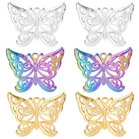 6pcslot mix diy butterfly pendant hollow papillon stainless steel charms for jewelry making supplies handmade necklace pendants