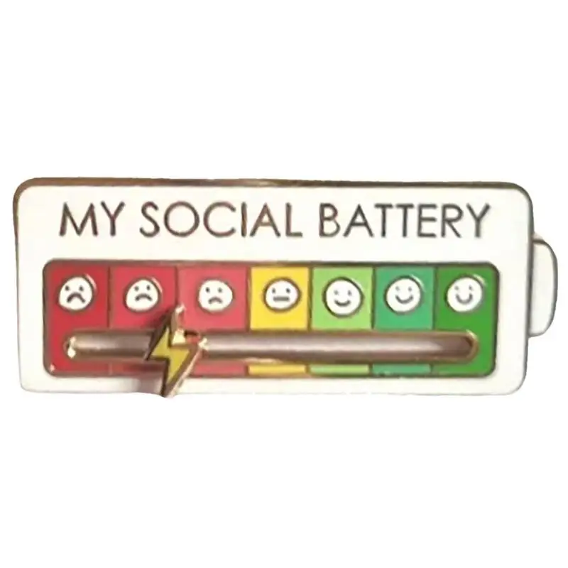 

My Social Batterys Mood Switching Brooch Funny Enamel Pin Creative Lapel Pin Move To The Mood As You Artistic Brooch Backpack