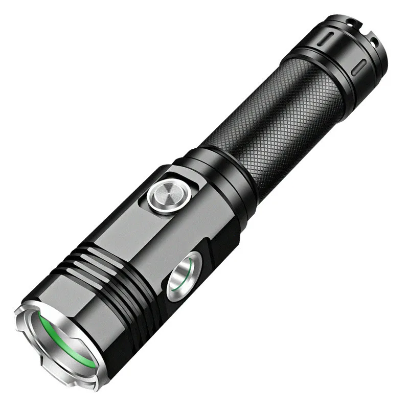 

Black Camping Flashlight Fashion Hard Light Outdoor Lighting Flashlight Usb Design Lampe Torche Led Portable Lighting EC50SD