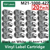 20PK Vinyl Label Film M21-1000-427 Self-Laminating Wire Wrap for Control, Electrical Panels,Datacom Cable Labeling,Black White