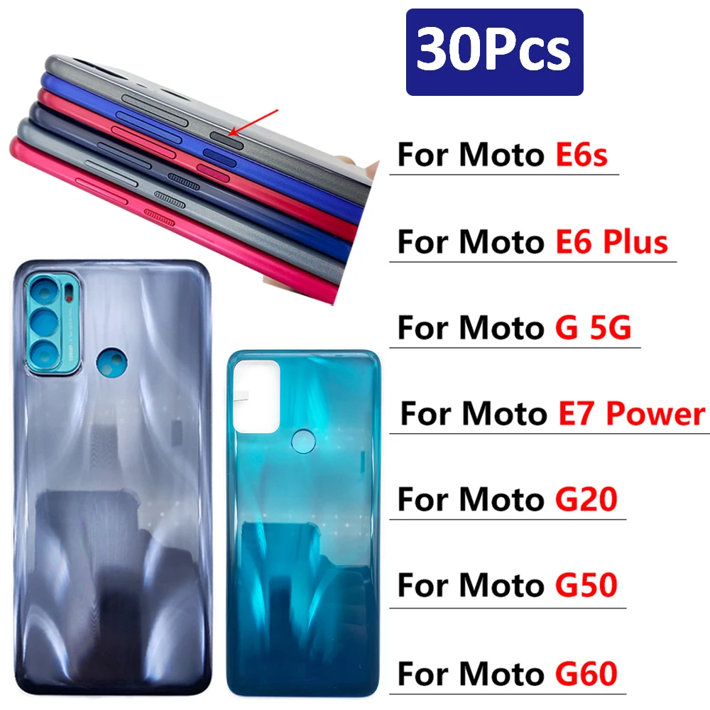 30Pcs，NEW For Motorola Moto E6 Plus E6S G 5G E7 Power G20 G50 G60 Replacement Battery Back Cover Rear Door Housing Cover Case