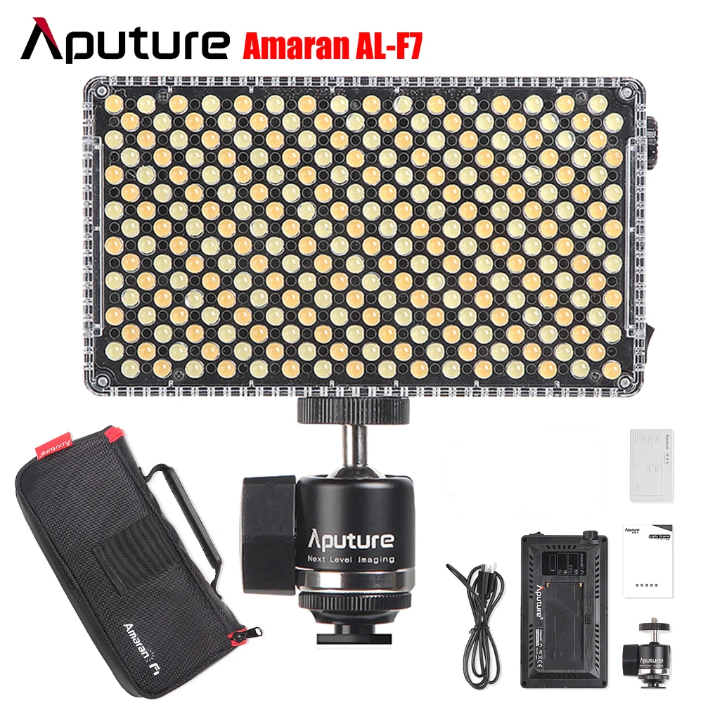 

Aputure Amaran AL-F7 On-Camera LED Light Color Temperature 3200K-9500K CRI 95+ TLCI 95+ Video Light Optional Battery kit