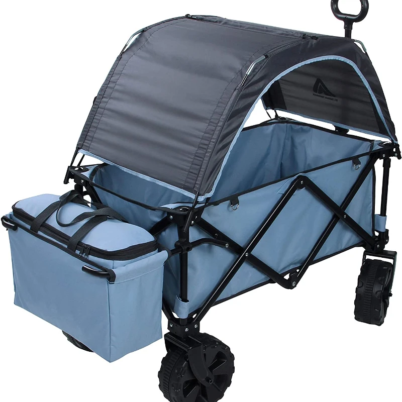 

Folding Utility Wagon Cargo Roof Trolley foldable handcart with roof