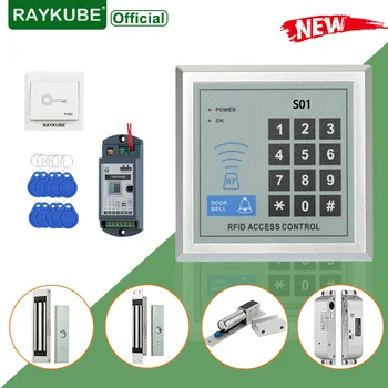 RAYKUBE rfid access control system kit door lock Keypad 180KG Electric Magnetic Locks for Office Home garage security protection