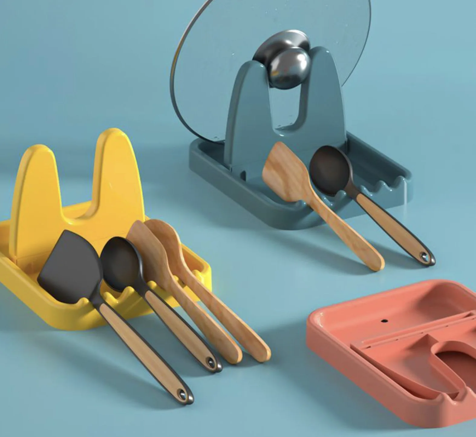 

Kitchen Storage Rack Foldable Pot Cover Rack Plastic Multi-Functional Kitchen Rack Spoon Spatula Storage Rack Cooking Storage