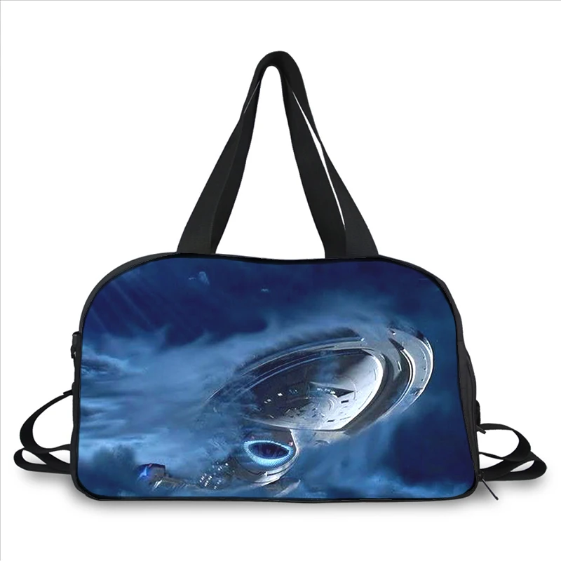 outer space Spaceship UFO 3D printing fashion trend portable large capacity multi-function messenger bag travel bag