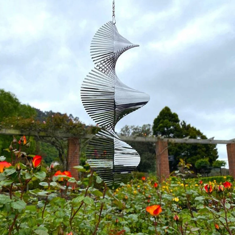 

3D Hanging Rotating Wind Chimes Pendant Flowing Light Effect Home Garden Decoration Outdoor Windchimes Pendants