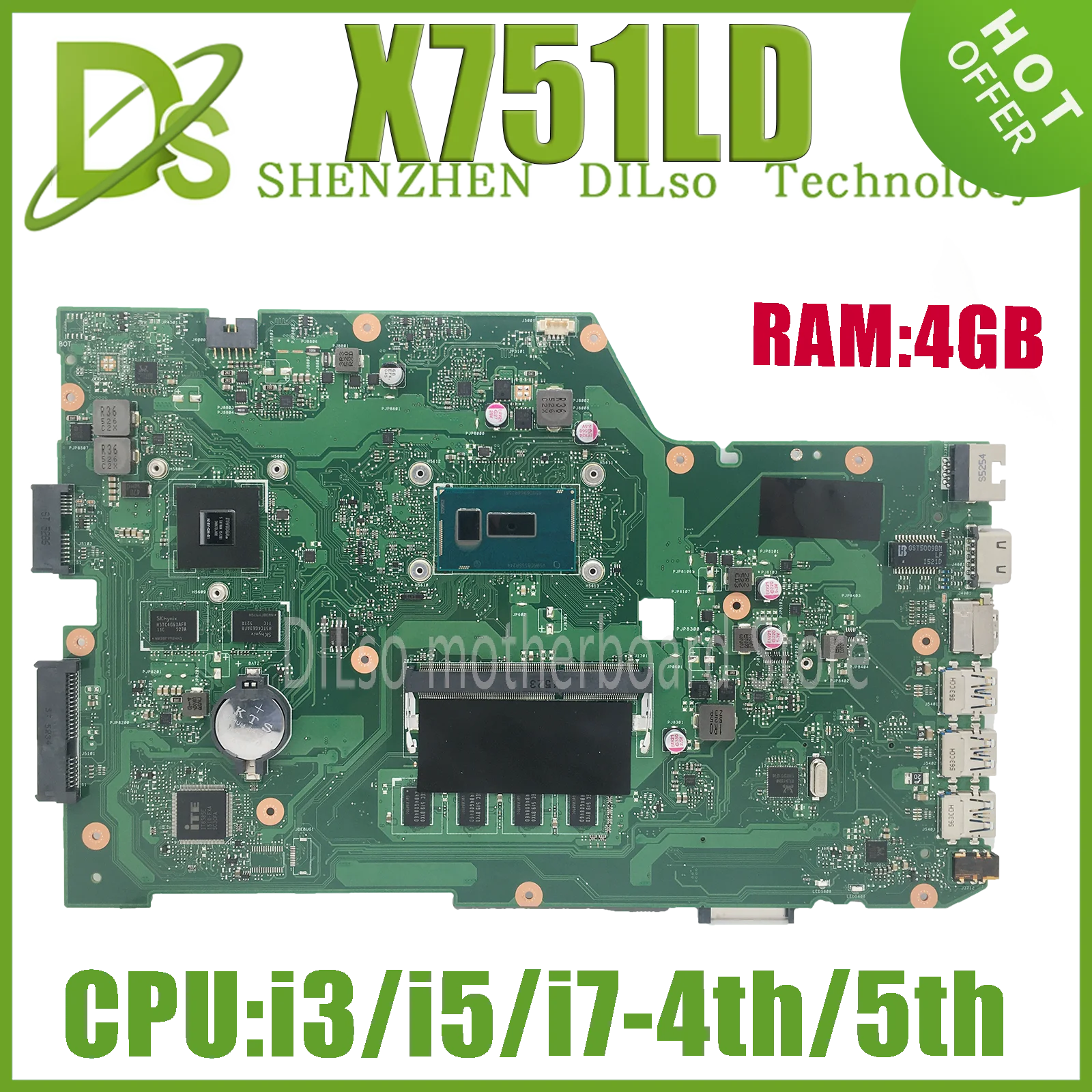 KEFU X751LD материнская плата для ноутбука ASUS X751LD X751LA X751LAB X751L X751 материнская плата для ноутбука I7-4500U 4 ГБ/RAM 100% хорошо работает KEFU X751LD материнская плата для ноутбука ASUS X751LD X751LA X751LAB X751L X751 материнская плата для ноутбука I7-4500U 4 ГБ/RAM 100% хорошо работает