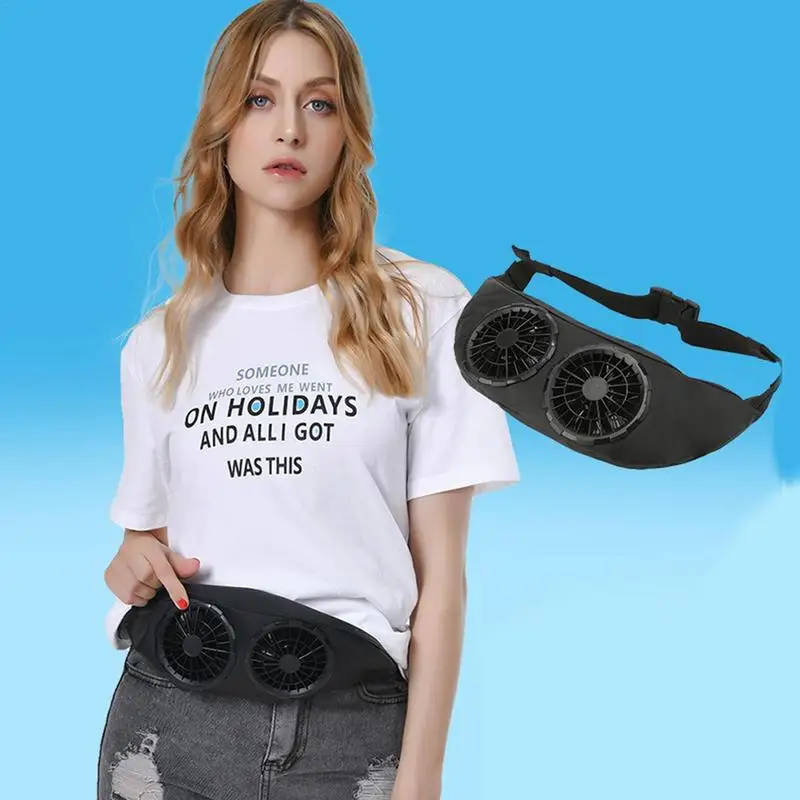 Waist Packs Fanny Bag Waterproof Workout Waist Pack With 2 Fans Hip Bum Chest Belly Back Bags With Adjustable Belt Strap