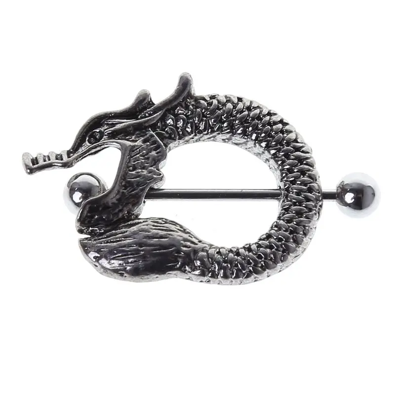 

1Pc Steel Vintage Dragon Body Piercing Barbell Nipple Ring Shield Bar
