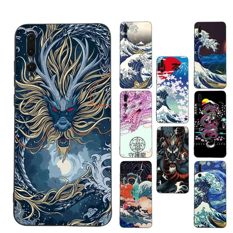 

Japanese Wave Anime Dragon Phone Case Soft Silicone Case For Huawei p 30lite p30 20pro p40lite P30 Capa