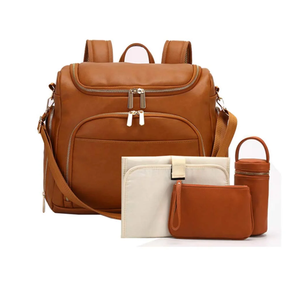 Bag Solid Pu Leather Mummy Maternity Bag Large Capacity Trav