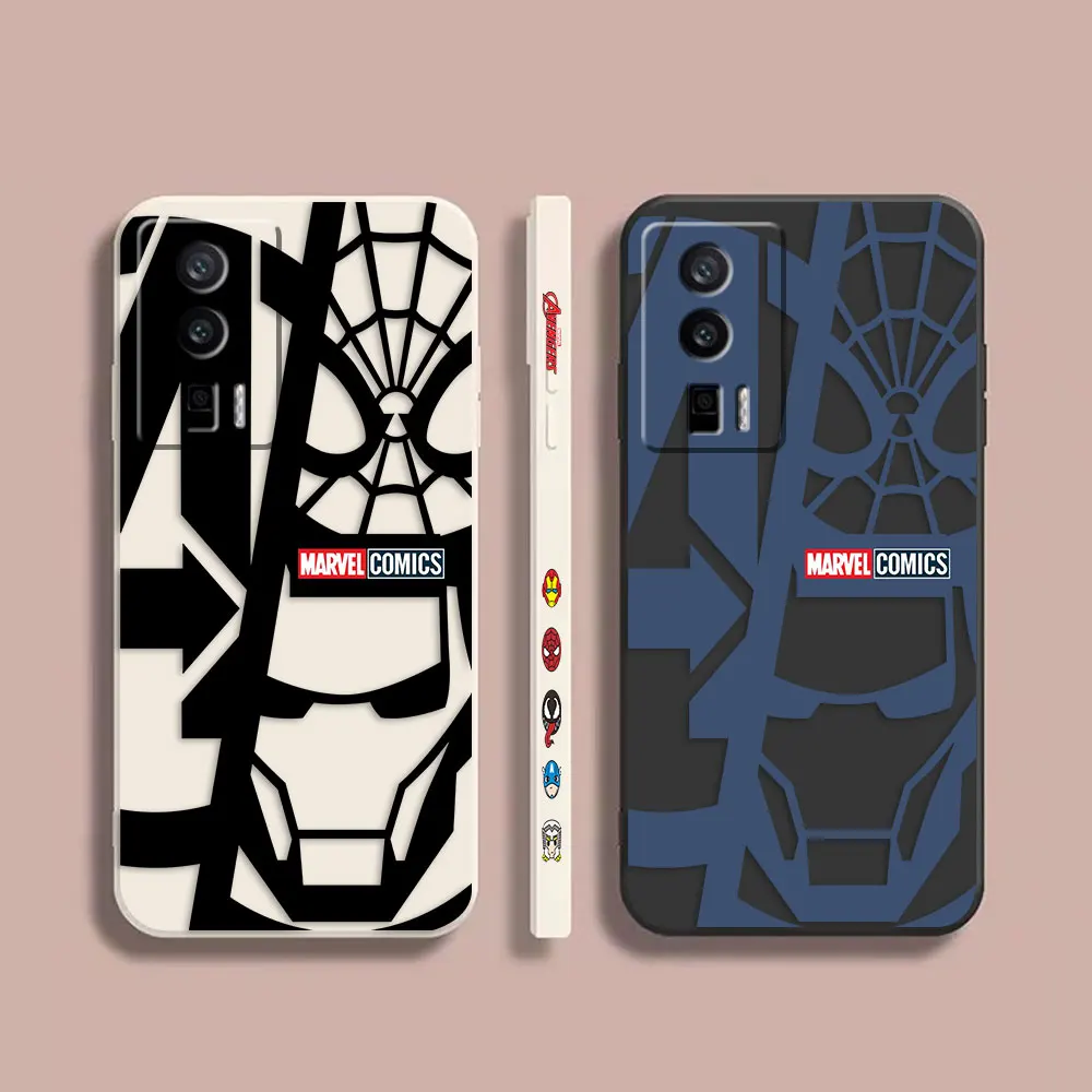 

Case For Redmi K60E K60 K50 K40S K40 K30 9A 9 8A 8 10 Pro 4G 5G Colour Simple Liquid silicone Case Marvel Iron Spider-Man Art