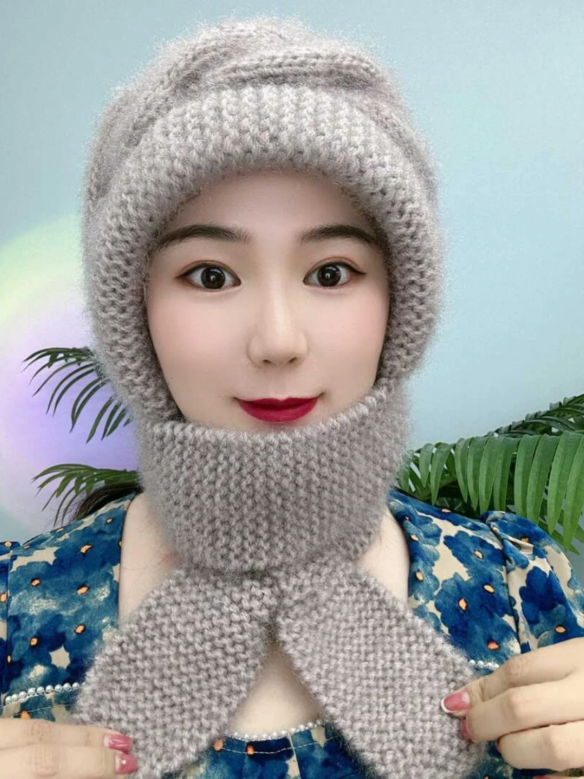 New Autumn and Winter Squirrel Velvet Earmuffs Hat Handmade Knitted Woolen Cap Women All-Matching Thickened Scarf One-Piece S...