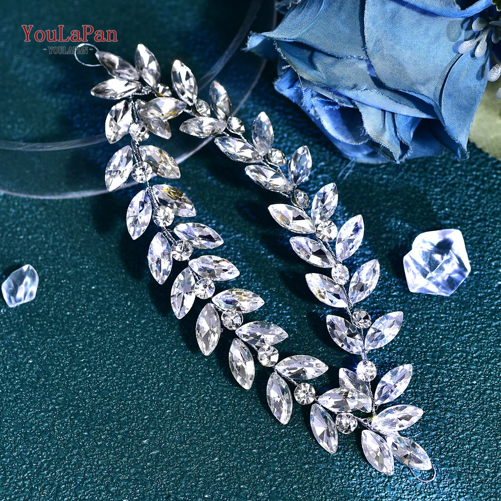 TOPQUEEN Bride Full Rhinestone Hair Pieces Wedding Headband Elegant Women Headwear Handmade Banquet Party Ornaments HP792