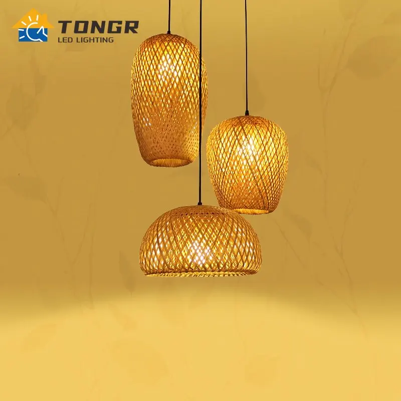 

Hot Sale Bamboo Pendant Lamp Restaurant Bamboo Vine Lampshade Chandeliers Pendant Lights HandmadeNatural Rattan Wicker E27 LED
