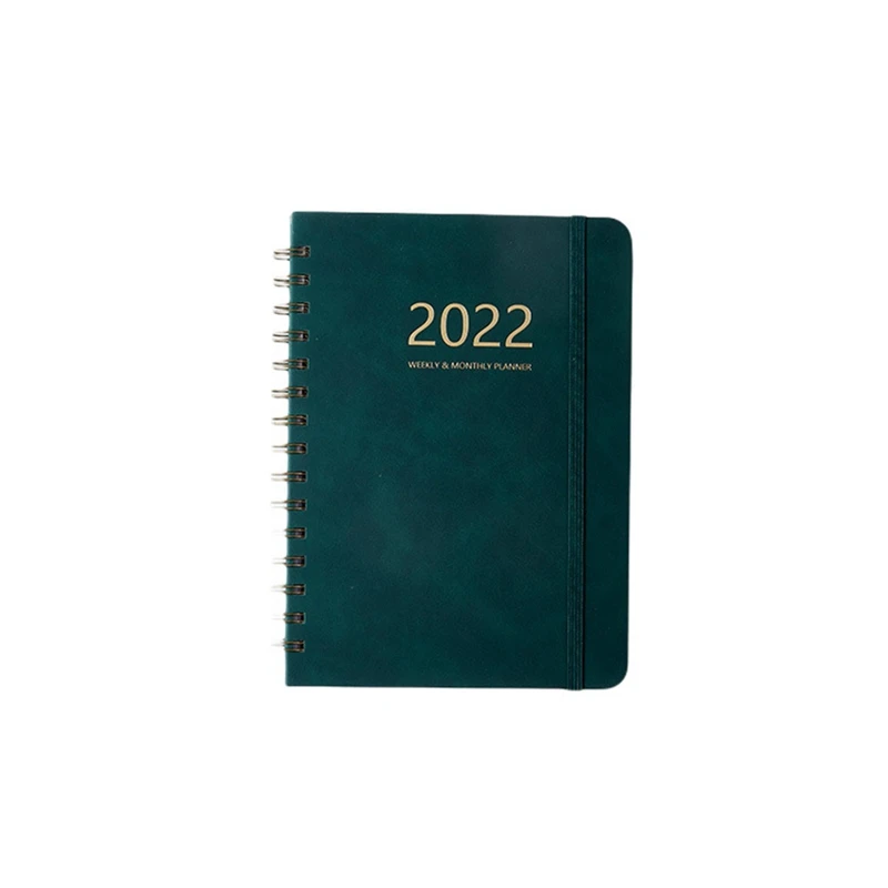 

Weekly Plan Book Full English Schedule Book PU Leather Notebook 2022 Elastic Band Notepad