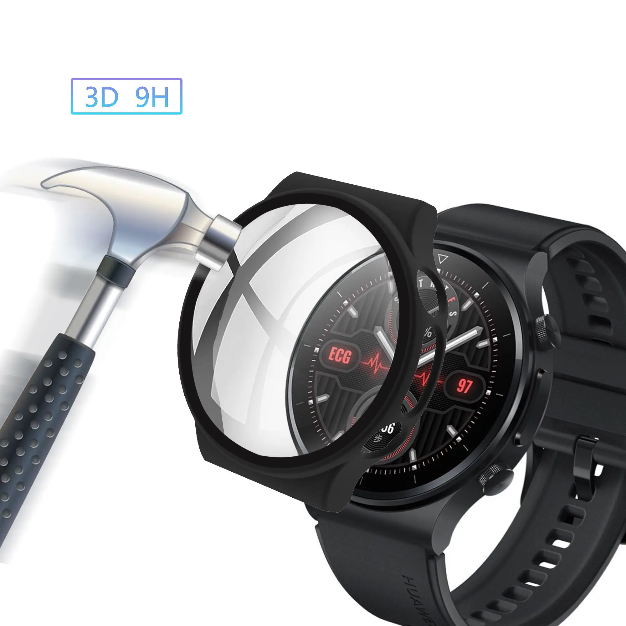 

Чехол из поликарбоната со стеклом для Huawei Watch Gt2 Pro Ecg, защитный чехол с полным покрытием из закаленного стекла для ЭКГ Huawei Gt2 Pro