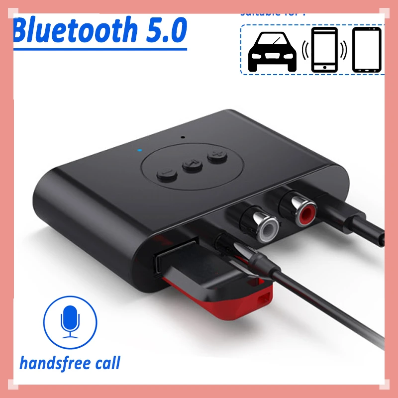 

5.0 Audio Receiver U Disk RCA 3.5mm 3.5 AUX Jack Stereo Music Wireless Adapter with Mic For Car Kit Speaker Amplifier