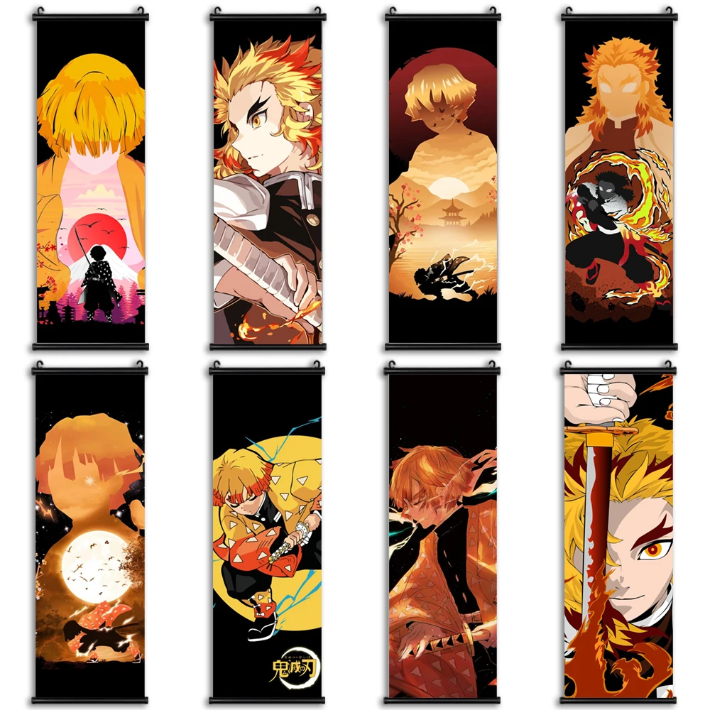 Плакат на холсте, рассекающий демонов, Agatsuma Zenitsu, подвесная картина, принты Rengoku Shinjurou, Настенная картина, украшение для дома