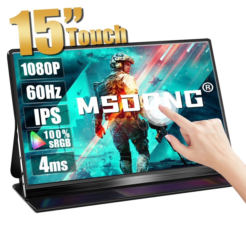 

MSDONG 15Inch Monitor 1080P IPS A+ Portable Monitor HDR 100% sRGB Touchable Display Game Screen For Laptop Switch PS4 PS5 Xbox