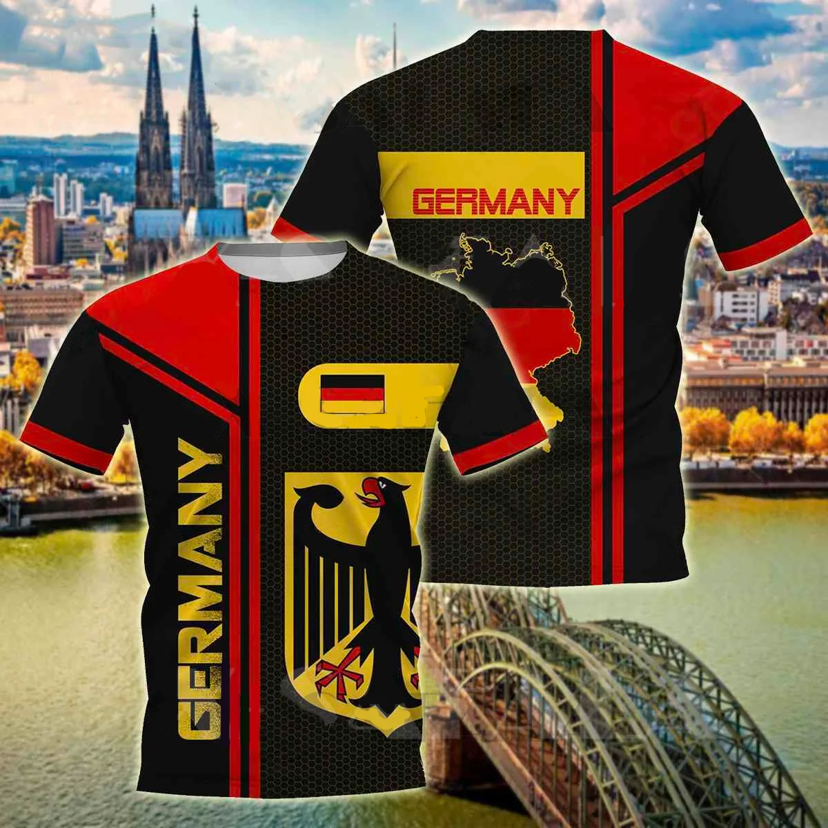 

German Men's T-Shirt 2023 Street Casual Top German Flag Print Large O-Neck T-shirt Men's Fashion Loose Clothing