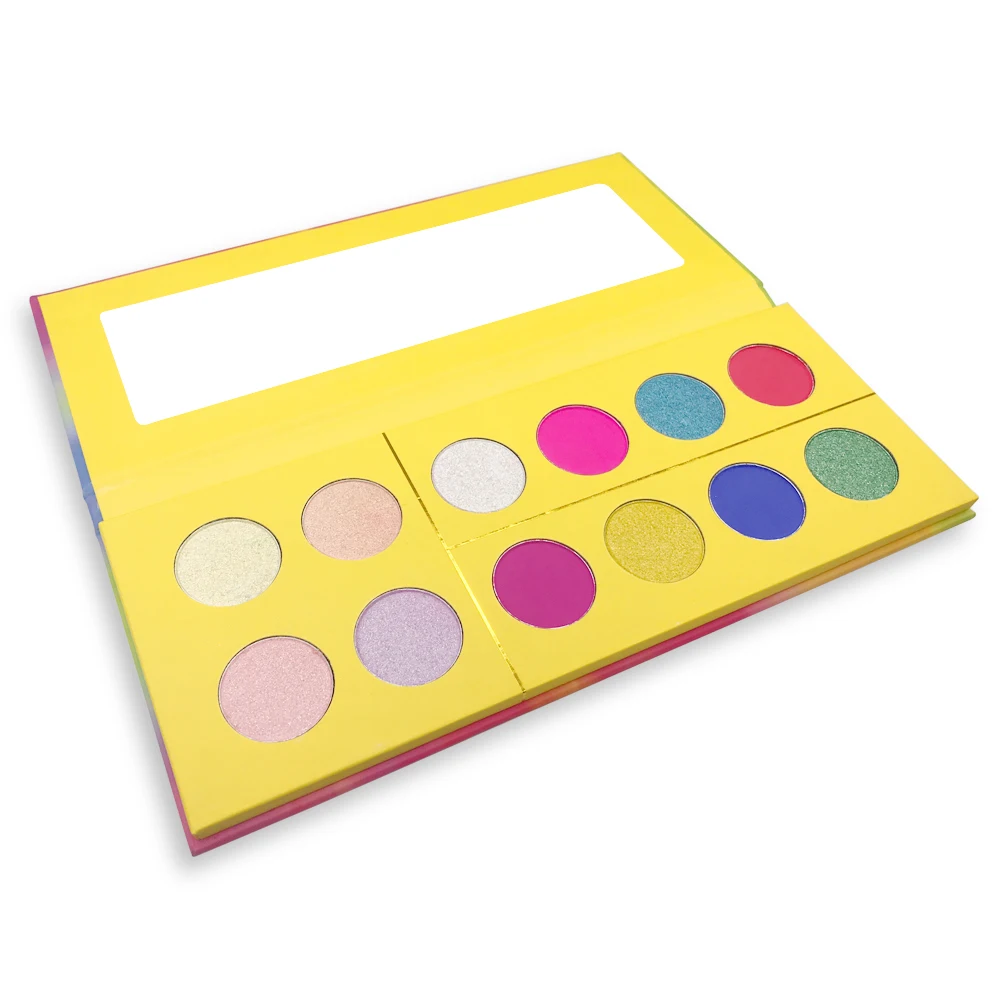 12-colors Fluorescence Waterproof Pigment Private Label Eyeshadow Yellow Paper-tray Palette Custom Bulk Makeup Beauty
