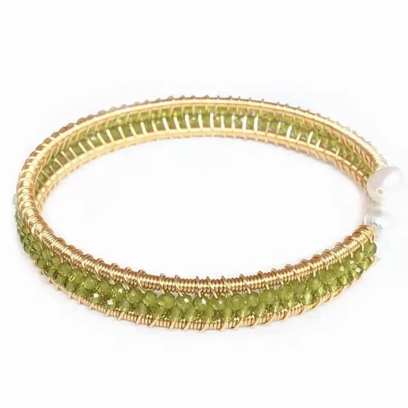 2024 Новый браслет-манжета ручной работы 14 кг с проволокой оливиновый браслет Femme