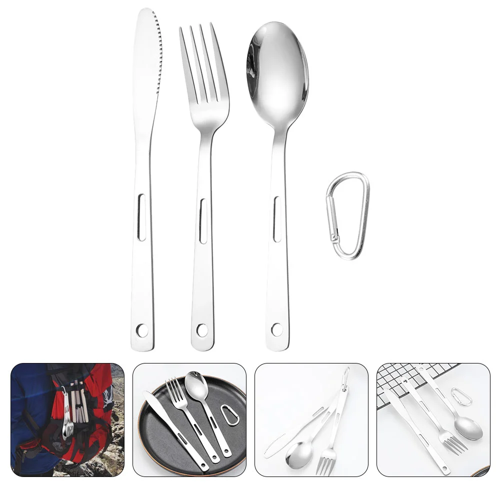 

Set Portable Silverware Tableware Cutlery Reusable Forksteel Travel Flatware Picnic Stainless Spoon Utensils Camping Eating