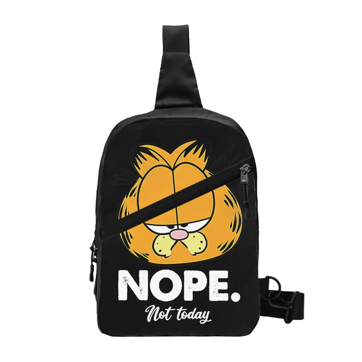 Customized Garfields Nope Sling Bags for Men Fashion Cartoon Comic Cat Shoulder Chest Crossbody Backpack Traveling Daypack
