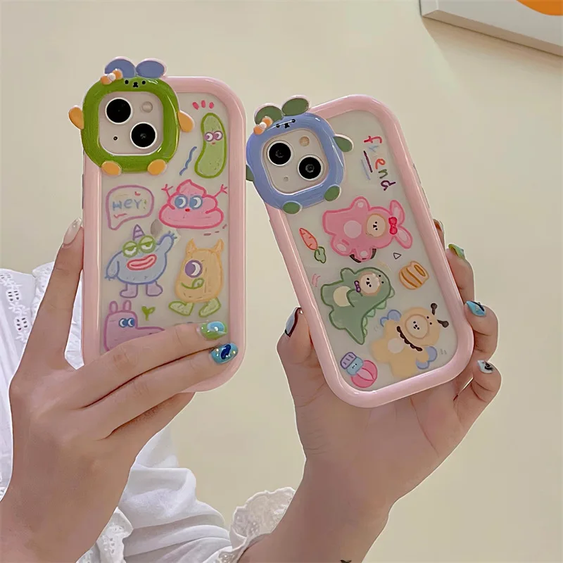 

Creative Rabbit Frame Cartoon Graffiti Phone Case Cover for IPhone 11 12 13 Pro X XR XS Max Shockproof Case for IPhone 13 Cases