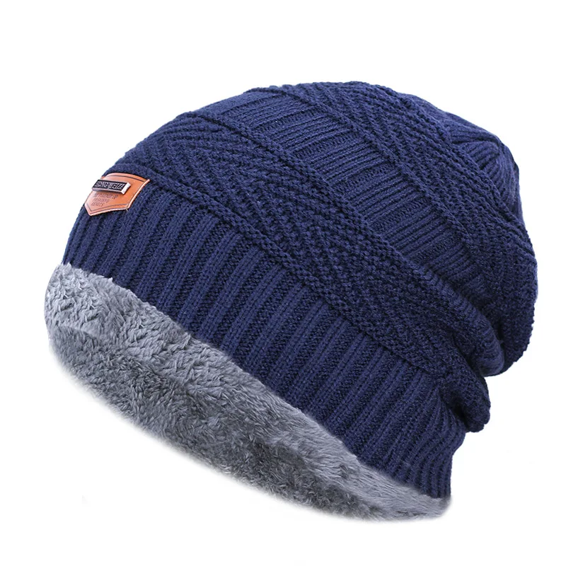 

New Men's Winter Hat Fashion Knitted Black Hats Fall Hat Thick and Warm and Bonnet Skullies Beanie Soft Knitted Beanies Cotton