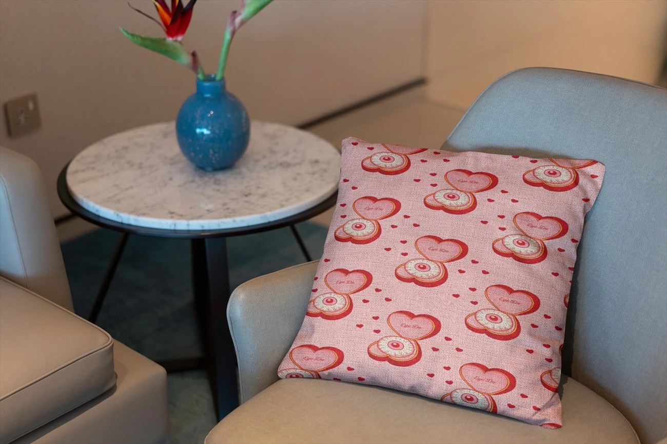 Наволочка в виде РОЗОВОГО СЕРДЦА 45x45 льняная винтажная наволочка Декоративные