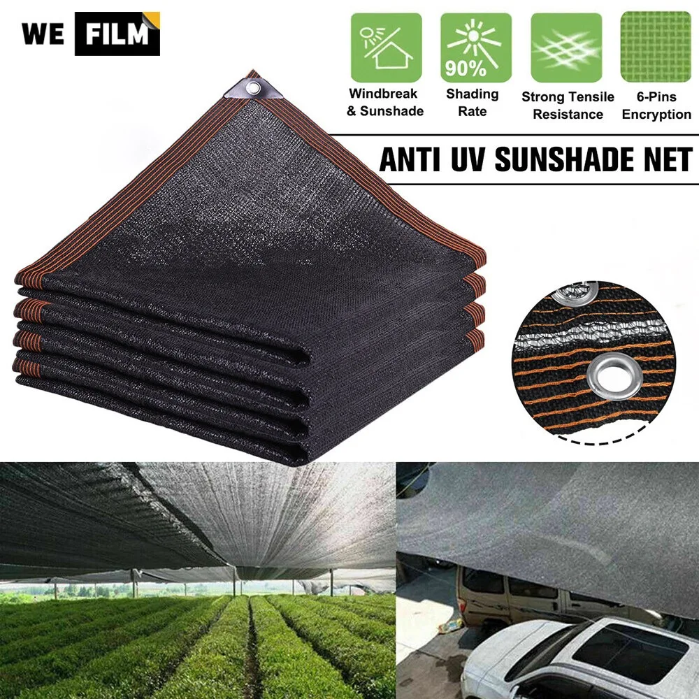 

Sunshade Net Anti-UV Sunscreen Mesh 90% Shade Cloth Srface with Striped Edges Grommets Black Mesh Cover suitable for Patio