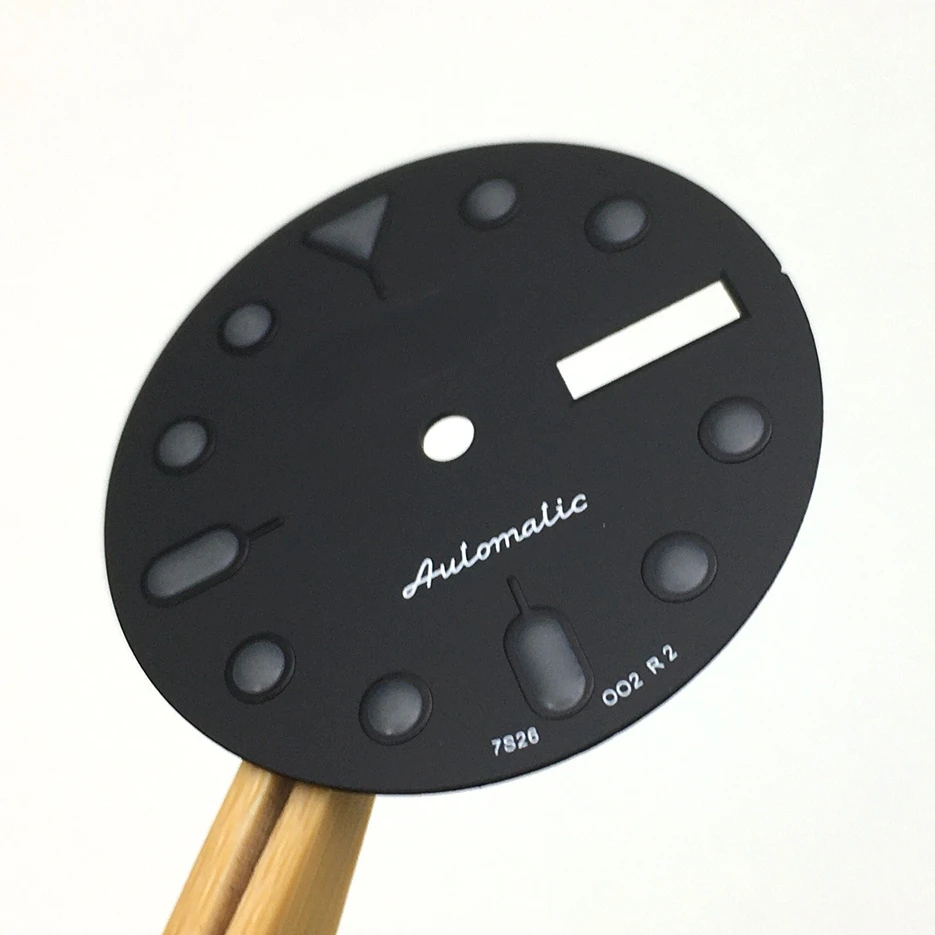 S  28.5mm Watch Dial Modified Dial Double Calendar Literally, Adapted To NH36A Calibre SKX007 Double Calendar Black