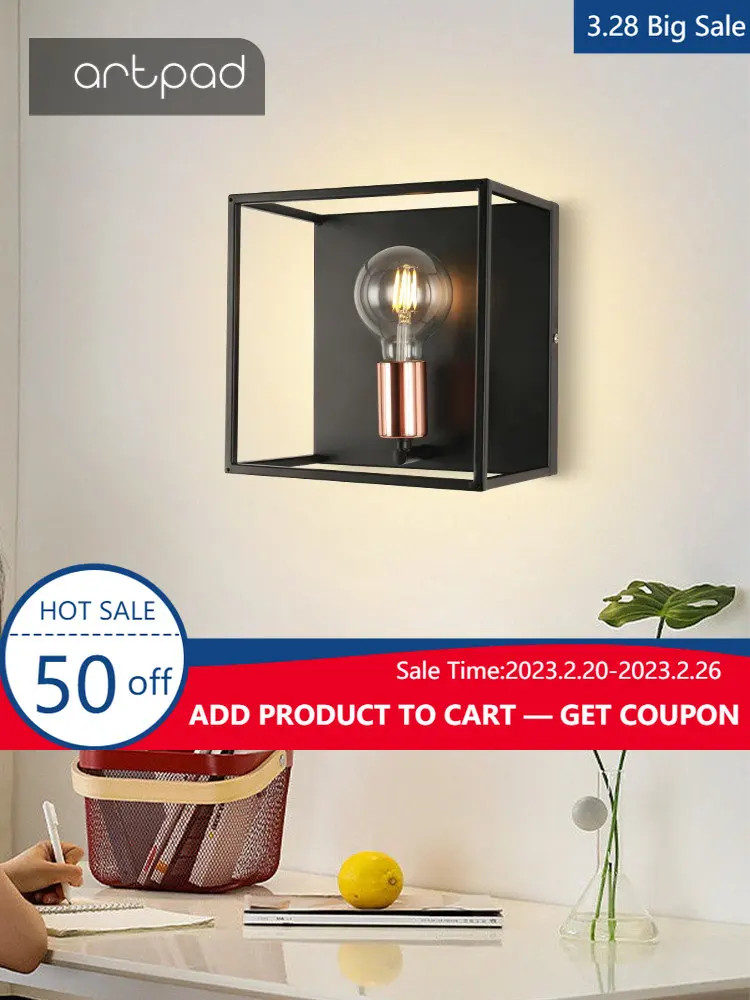 

Artpad LED Metal Wall Decor Wall Lighting Fixtures for Vintage Living Room Decoration Lamp Bedside Table Staircase Lighting