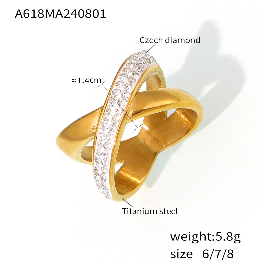 Роскошные кольца с крестом из нержавеющей стали для женщин инкрустированные CZ