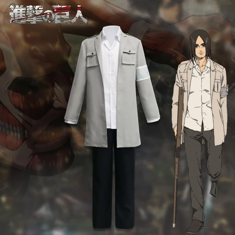 

Attack on Titan Season 4 Eren Jaeger Cosplay Costume Carnival Uniform Wig Anime Halloween Costumes Men