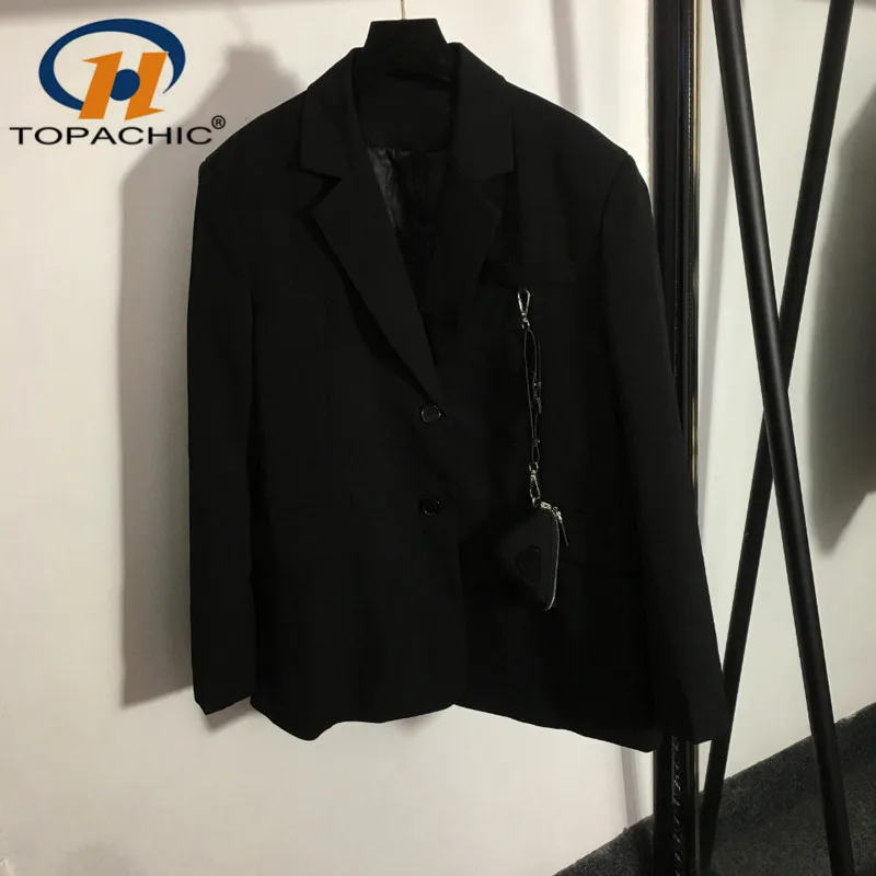 

8.9 High Quality The Triangle Decortain Zipper Bag Packet Slim Long Temperament Blazer Coat Women